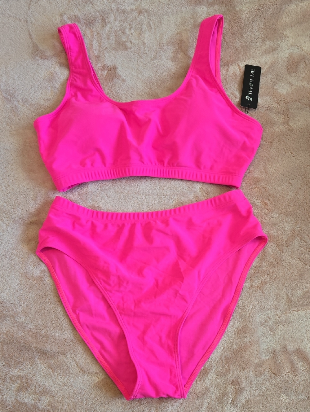 Tempt Me Two Piece Bikini - Neon Pink - Large